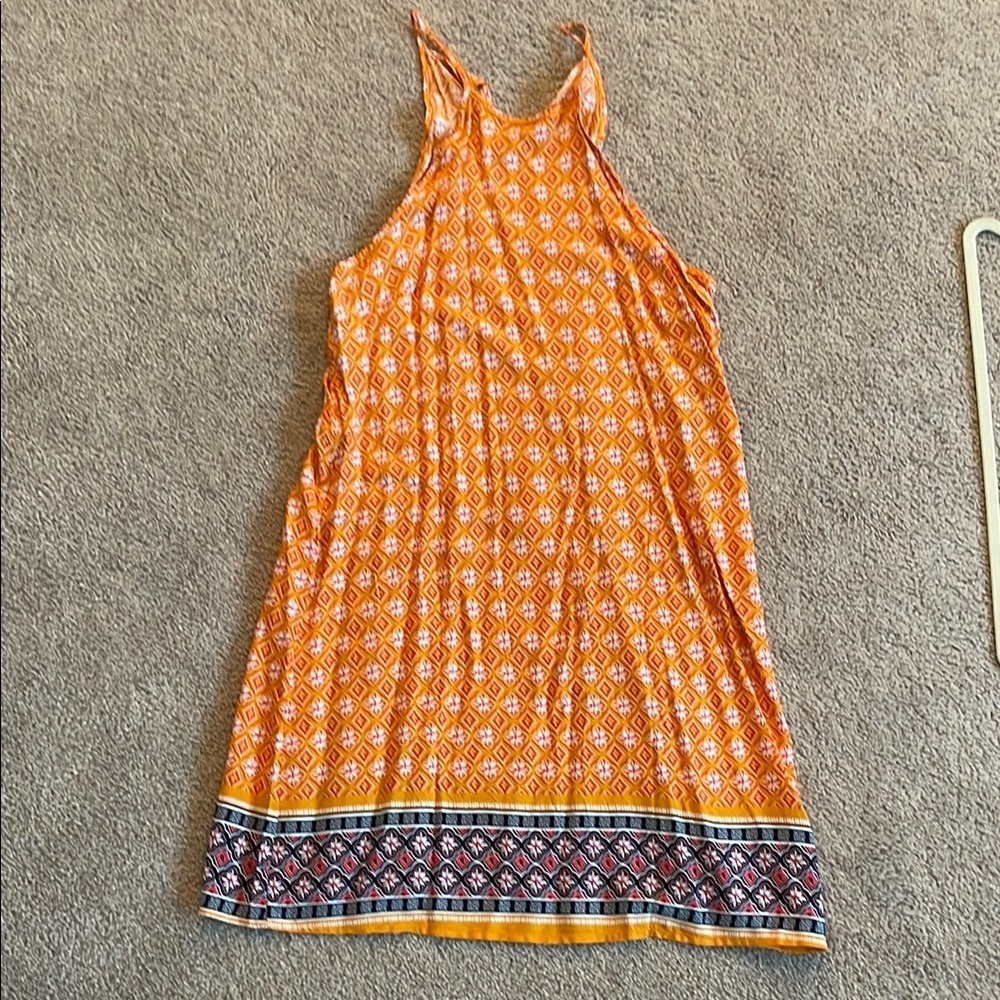 SHEIN Orange Geometric Mini Dress